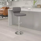 Tabouret de bar Emma and Oliver, dossier surpiqué vertical, pivotant et réglable en hauteur
