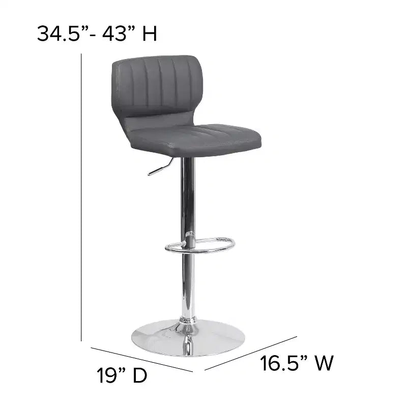 Tabouret de bar Emma and Oliver, dossier surpiqué vertical, pivotant et réglable en hauteur
