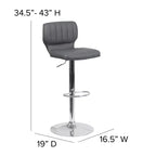 Tabouret de bar Emma and Oliver, dossier surpiqué vertical, pivotant et réglable en hauteur