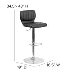 Tabouret de bar Emma and Oliver, dossier surpiqué vertical, pivotant et réglable en hauteur