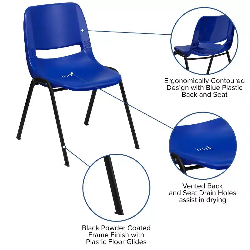 Chaise empilable ergonomique Emma et Oliver - Crèche et école à domicile (16 sièges)