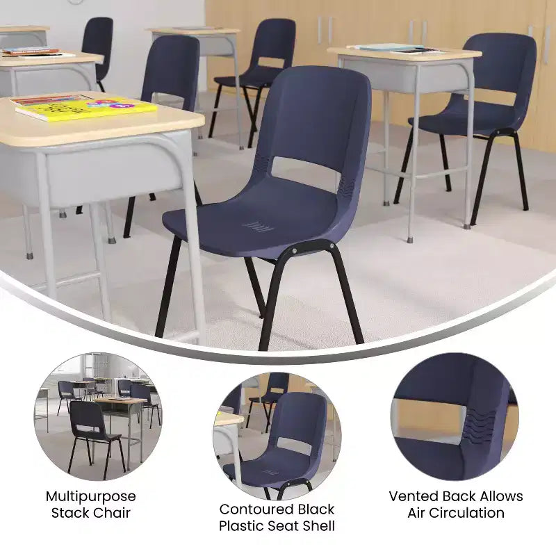 Chaise empilable ergonomique Emma et Oliver - Crèche et école à domicile (16 sièges)