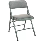 Emma et Oliver Chaise pliante en métal rembourrée beige, lot de 4 - Assise en tissu
