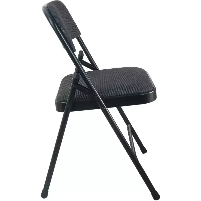 Emma et Oliver Chaise pliante en métal rembourrée beige, lot de 4 - Assise en tissu
