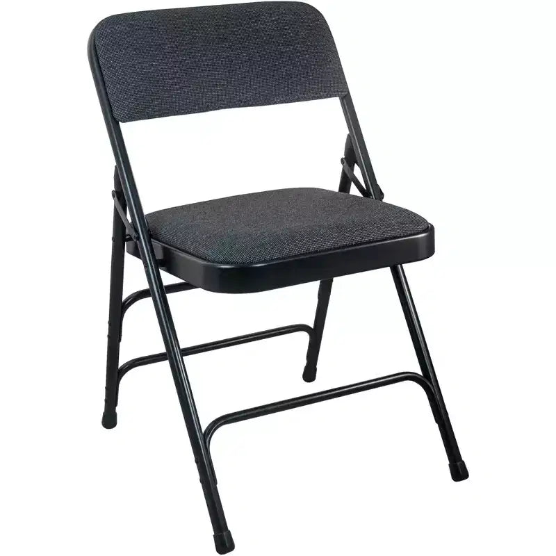 Emma et Oliver Chaise pliante en métal rembourrée beige, lot de 4 - Assise en tissu