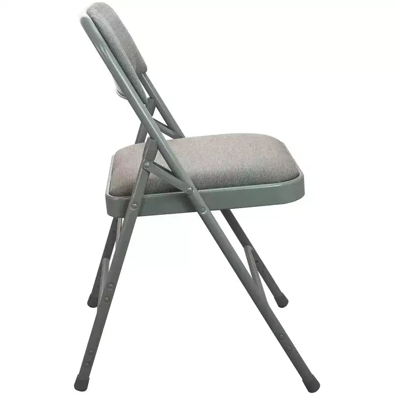 Emma et Oliver Chaise pliante en métal rembourrée beige, lot de 4 - Assise en tissu
