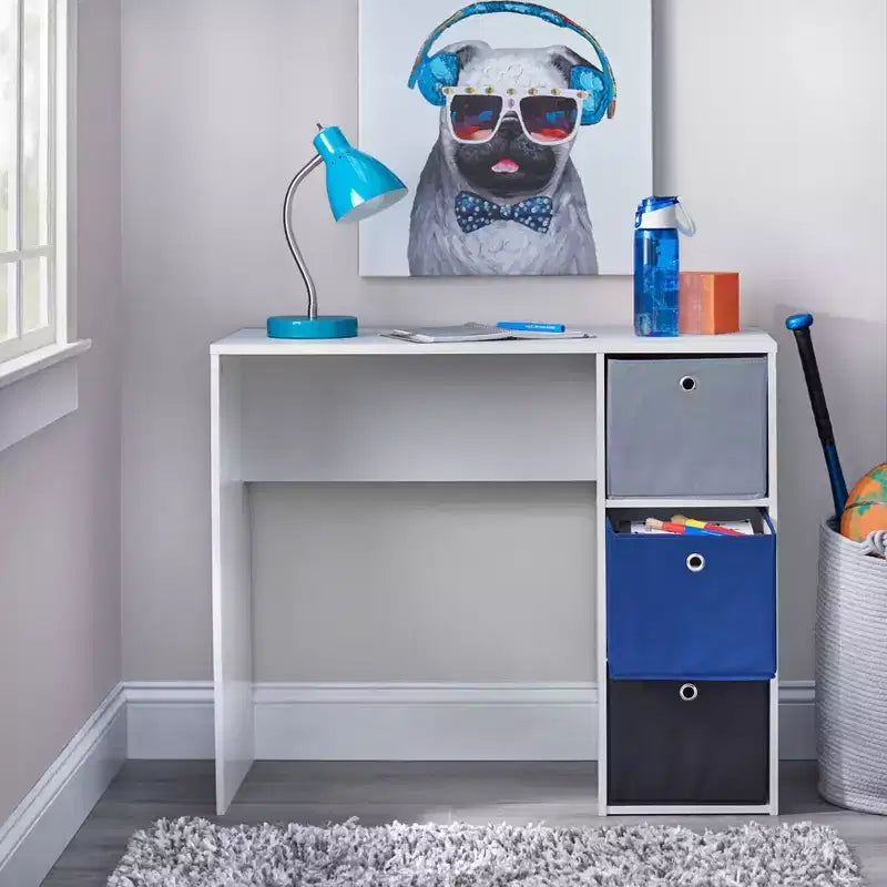 Bureau d'écolier avec 3 bacs en tissu - Buylateral