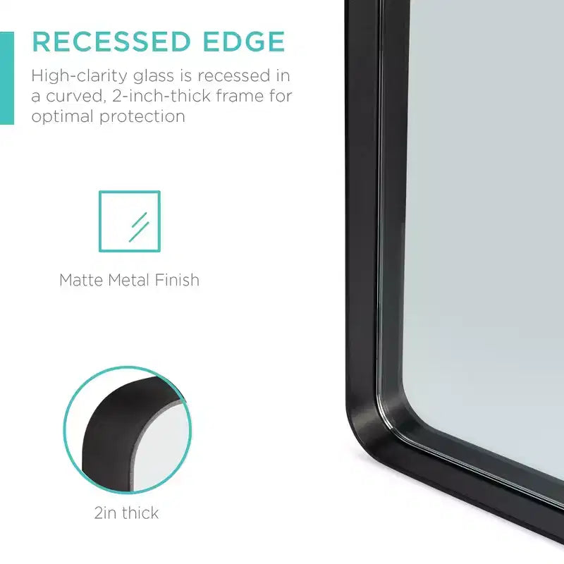 Miroir mural bidirectionnel encastré de 24 x 36 po pour salle de bain Best Choice Products avec coins arrondis et film anti-explosion