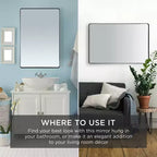 Miroir mural bidirectionnel encastré de 24 x 36 po pour salle de bain Best Choice Products avec coins arrondis et film anti-explosion