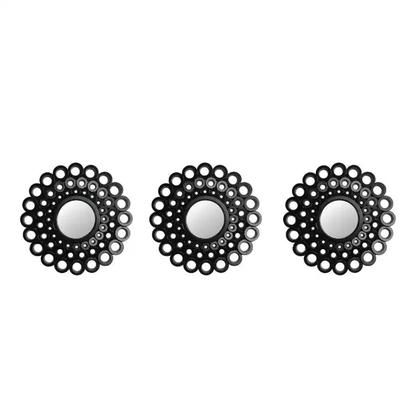 Northlight Set of 3 Round Black Cascading Angular Orbs Mirrors 9.5