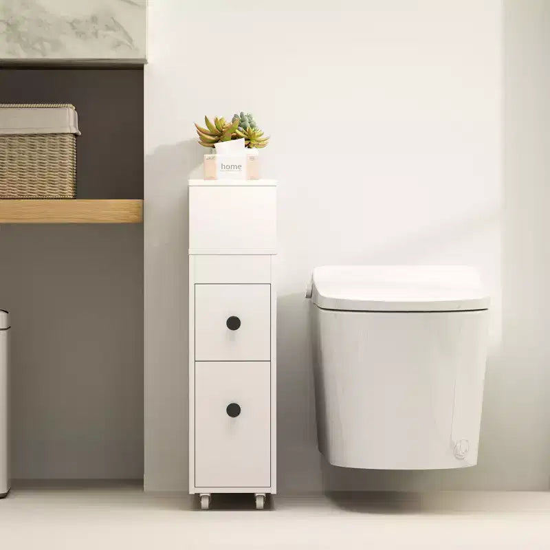 Meuble de rangement de salle de bain mobile Costway, porte-papier de toilette étroit avec 2 tiroirs
