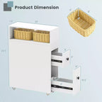 Meuble de rangement de salle de bain mobile Costway, porte-papier de toilette étroit avec 2 tiroirs