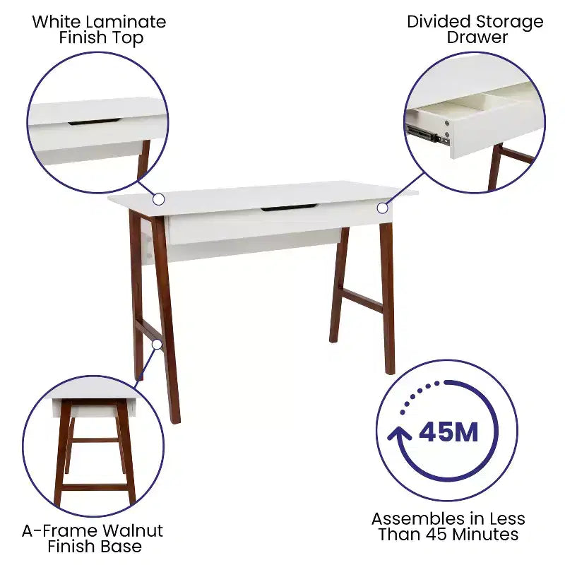 Merrick Lane Bureau informatique de bureau avec tiroir – Table de bureau pour écrire et travailler