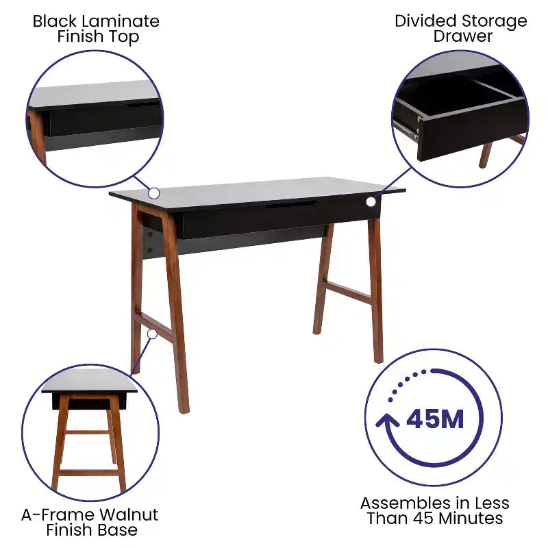 Merrick Lane Bureau informatique de bureau avec tiroir – Table de bureau pour écrire et travailler