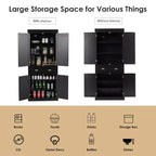 Costway Meuble de Cuisine Autoportant avec Étagères Espresso/Noir/Gris