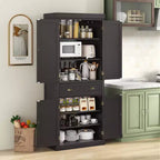Costway Meuble de Cuisine Autoportant avec Étagères Espresso/Noir/Gris