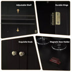 Costway Meuble de Cuisine Autoportant avec Étagères Espresso/Noir/Gris