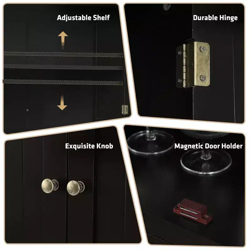 Costway Meuble de Cuisine Autoportant avec Étagères Espresso/Noir/Gris