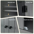 Costway Meuble de Cuisine Autoportant avec Étagères Espresso/Noir/Gris