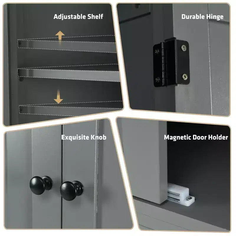Costway Meuble de Cuisine Autoportant avec Étagères Espresso/Noir/Gris