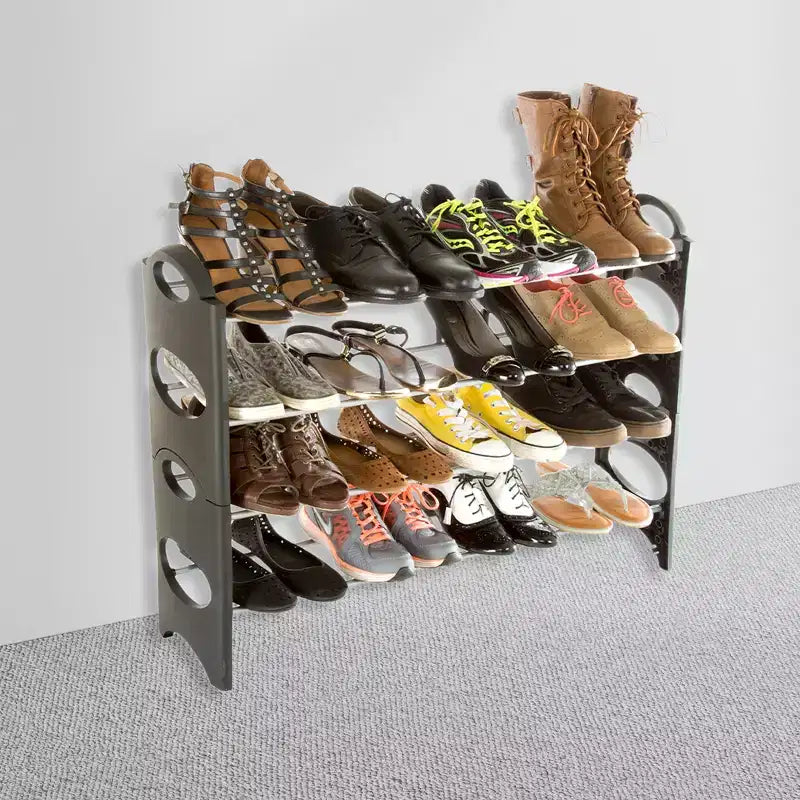 Étagère à chaussures empilable 4 niveaux Space Saver Hastings Home – Rangement et organisateur de chaussures