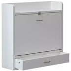 Bureau mural pliant Basicwise pour ordinateur portable, écriture, ordinateur ou maquillage avec étagères de rangement et tiroir