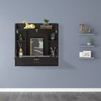 Bureau mural pliant Basicwise pour ordinateur portable, écriture, ordinateur ou maquillage avec étagères de rangement et tiroir