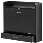 Bureau mural pliant Basicwise pour ordinateur portable, écriture, ordinateur ou maquillage avec étagères de rangement et tiroir