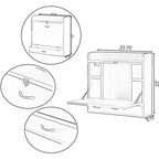 Bureau mural pliant Basicwise pour ordinateur portable, écriture, ordinateur ou maquillage avec étagères de rangement et tiroir