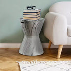 JONATHAN Y Tabouret de jardin/table d'appoint en céramique avec finition marbre blanc 17,3, motif tambour africain