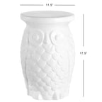 JONATHAN Y Groovy Owl Tabouret de jardin/Table d'appoint en céramique 17,5", Blanc