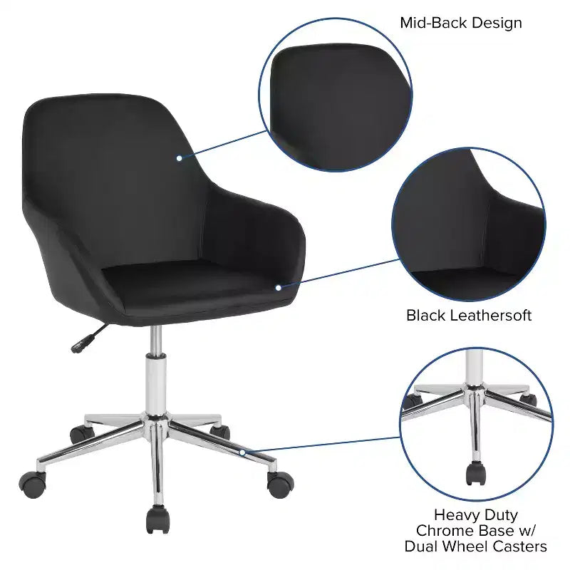 Chaise de bureau Merrick Lane de style baquet avec pivotement rotatif à 360 degrés