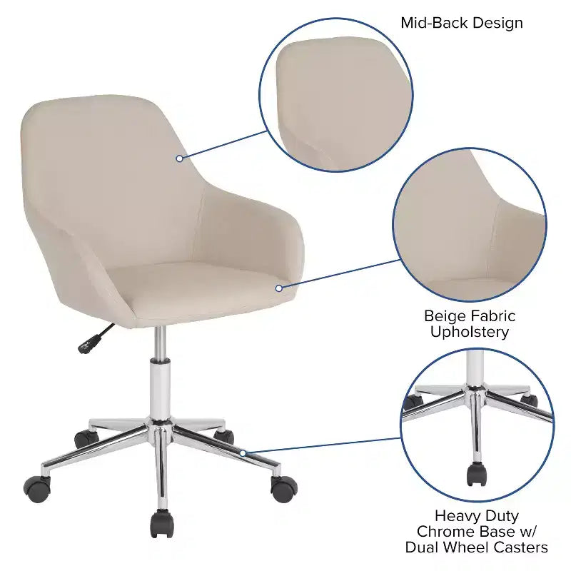 Chaise de bureau Merrick Lane de style baquet avec pivotement rotatif à 360 degrés