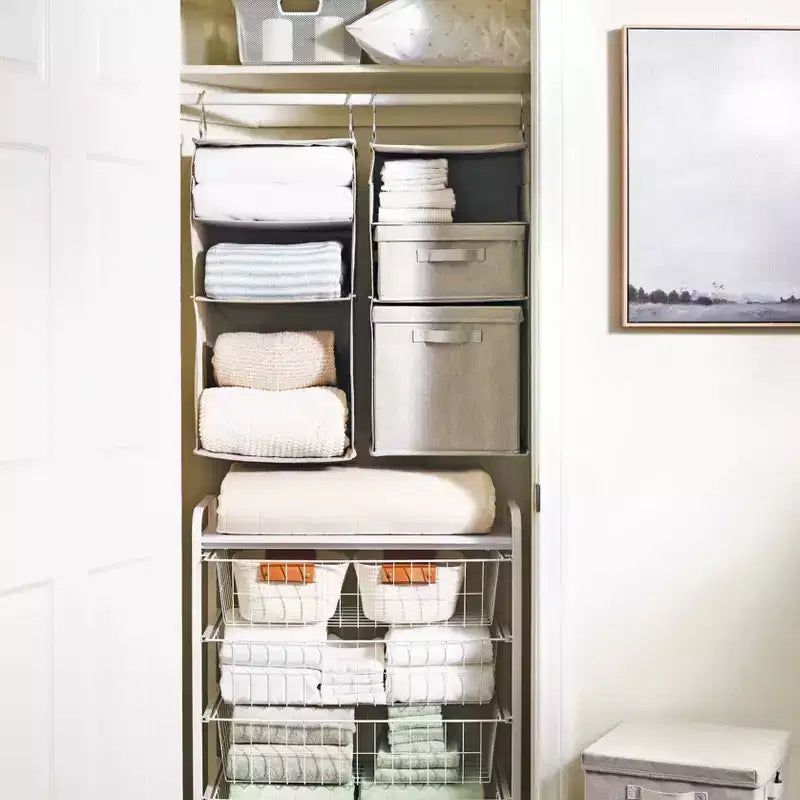 Organisateur de rangement suspendu en tissu gris - Brightroom