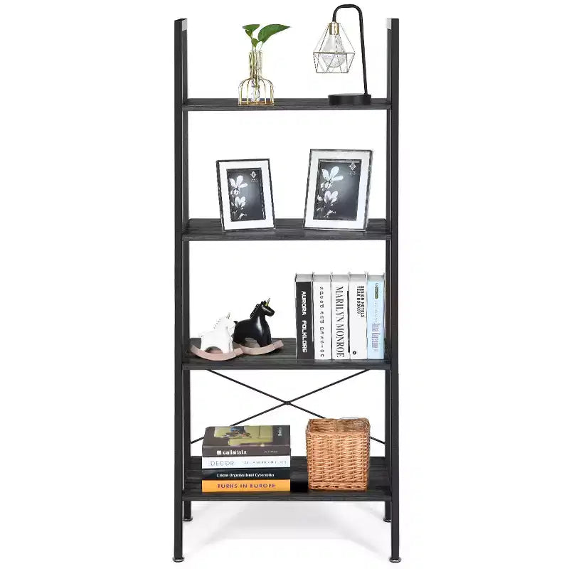 Étagère échelle en bois Costway à 4 niveaux, bibliothèque, étagère de rangement