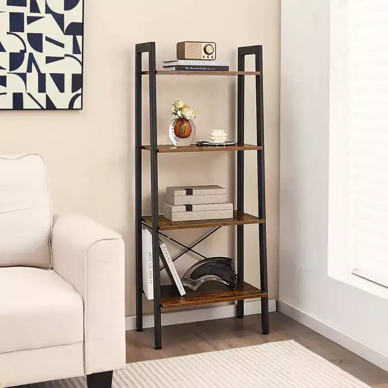 Étagère échelle en bois Costway à 4 niveaux, bibliothèque, étagère de rangement