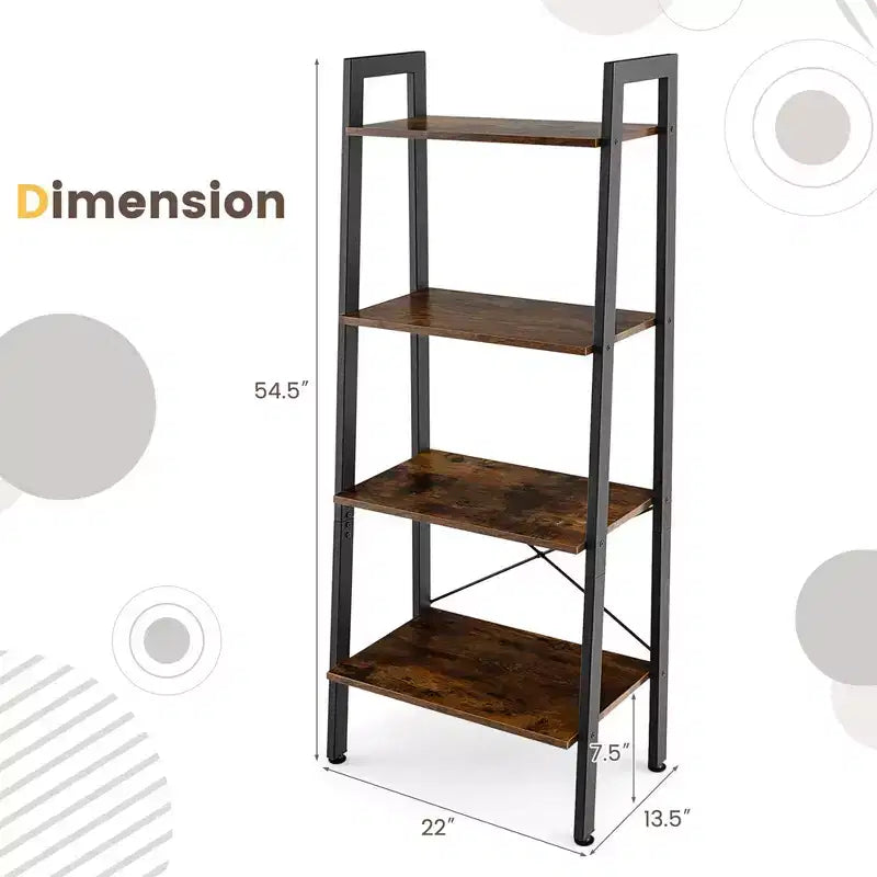 Étagère échelle en bois Costway à 4 niveaux, bibliothèque, étagère de rangement