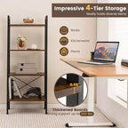 Étagère échelle en bois Costway à 4 niveaux, bibliothèque, étagère de rangement