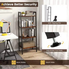 Étagère échelle en bois Costway à 4 niveaux, bibliothèque, étagère de rangement