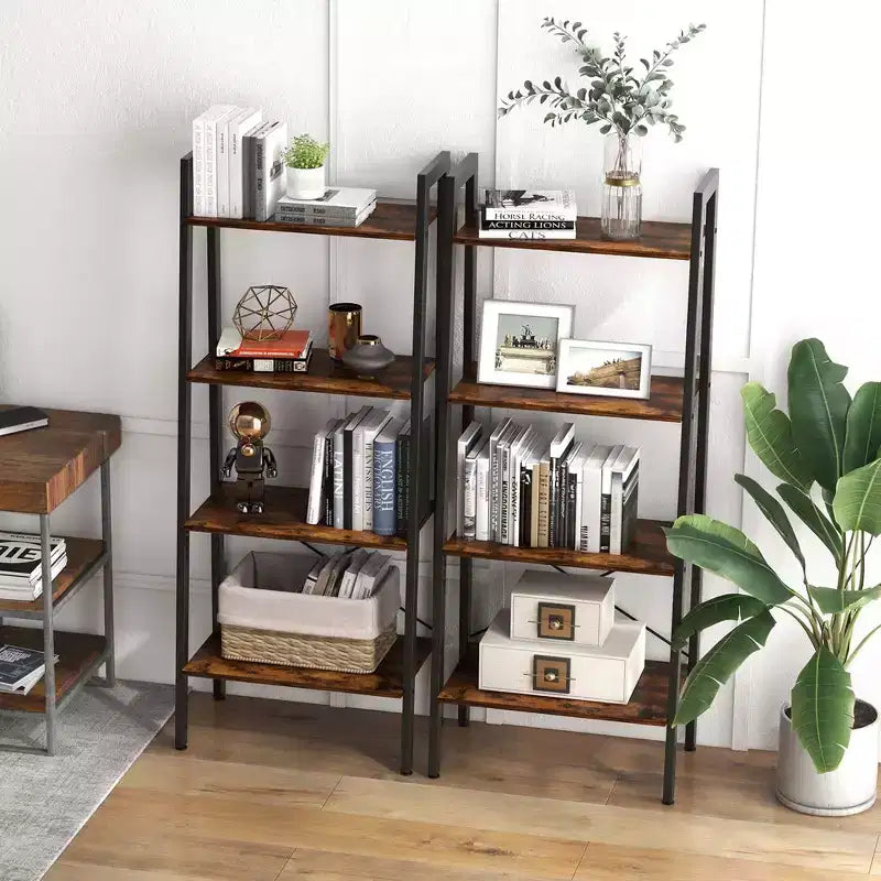 Étagère échelle en bois Costway à 4 niveaux, bibliothèque, étagère de rangement