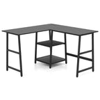 Costway Bureau d'angle en forme de L avec étagères de rangement Noir/Brun Rustique