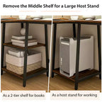 Costway Bureau d'angle en forme de L avec étagères de rangement Noir/Brun Rustique
