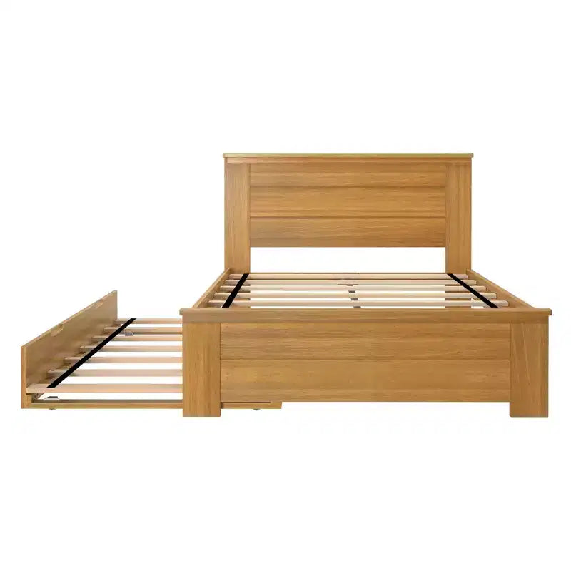 Max & Lily Cadre de lit double avec lit gigogne, lit plateforme en bois massif