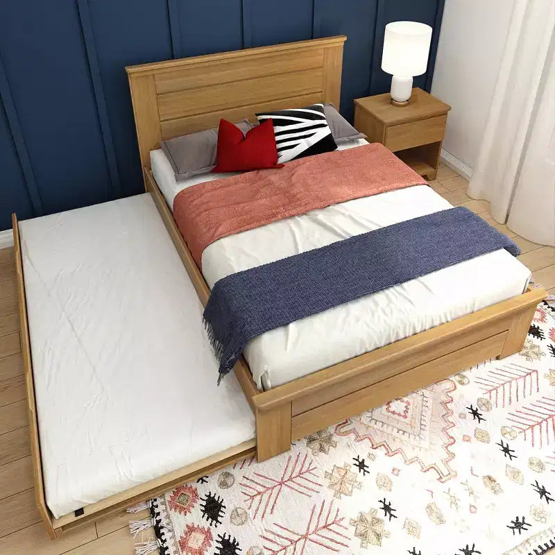 Max & Lily Cadre de lit double avec lit gigogne, lit plateforme en bois massif