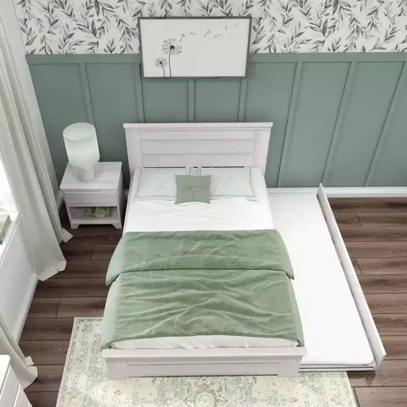 Max & Lily Cadre de lit double avec lit gigogne, lit plateforme en bois massif