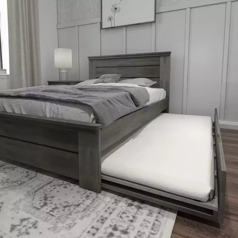 Max & Lily Cadre de lit double avec lit gigogne, lit plateforme en bois massif