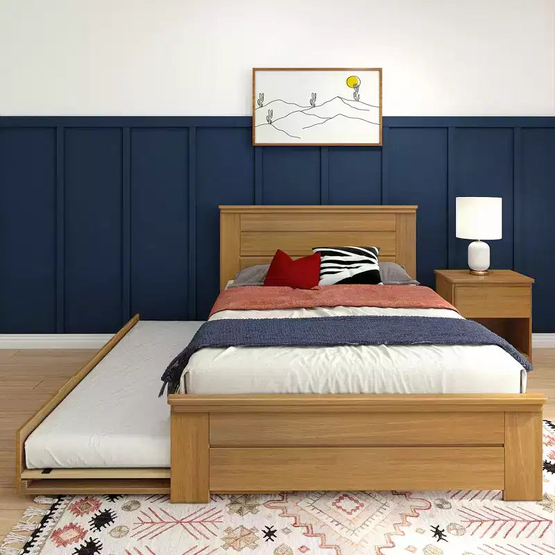Max & Lily Cadre de lit double avec lit gigogne, lit plateforme en bois massif