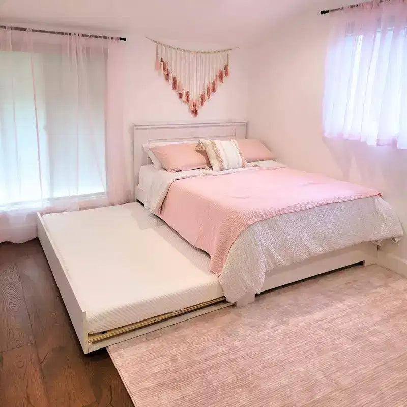 Max & Lily Cadre de lit double avec lit gigogne, lit plateforme en bois massif