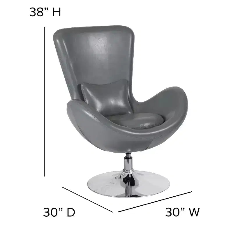 Chaise longue Merrick Lane style œuf à dossier haut avec base pivotante en métal à 360°