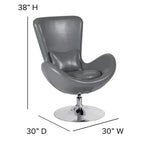 Chaise longue Merrick Lane style œuf à dossier haut avec base pivotante en métal à 360°